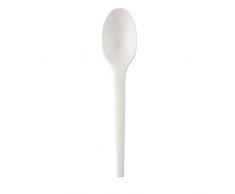 BIOZOYG Bio cuillère jetable Grande I cuillère à Soupe jetable en Plastique 16,5 cm I cuillères compostables en Plastique CPLA Couverts biodégradables I 50 cuillères en Plastique Blanc