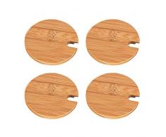 Loriver 4X Bambou Tasse Couvercle en Bois Couvercle Tasse Boisson Café Lait Tasse Couvercle Tasse Couverture Fourniture