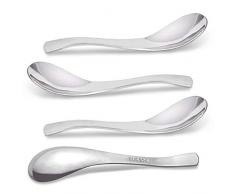 AOOSY Cuillères à soupe 4 pièces Cuillères en acier inoxydable 5,91 po. Argent Dîner de table Riz Café Désert Cuillère Miroir Polissage Cuillères Rondes (Lot de 4)
