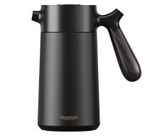 Heemburg Cafetière française - Cafetière à Piston - Brassage Thermique pour Café & Thé- Double paroi isolée - Cafetière et Thermos en Un - Acier Inoxydable, 1L