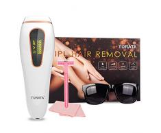 Epilateur à Lumière Pulsée IPL TURATA, 999999 Flashes épilateur à domicile permanent pour Corps, Visage, Maillot, Aisselles, hommes et femmes, blanc
