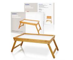 Lumaland Plateau en Bambou pour Le Petit déjeuner au lit en Fond Blanc et Les Pieds dépliant, ca. 50 x 31 x 23 cm