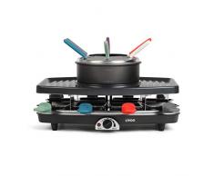 LIVOO DOC233 Appareil à Raclette / Grill / Fondue | 8 Poêlons + 6 Fourchettes Inclus