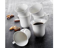 MALACASA, Série Carina, 6pcs Service à Café Porcelaine, Service à Thé, Tasses Porcelaine Tasse à Café Mugs