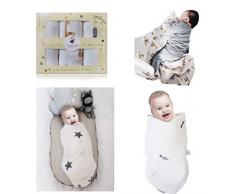 Fastique Kids Chiffon palet pour nouveau-né - Chiffon décharpe de bébé en 100% coton - 120 x 120 cm - Couverture Swaddle douce et câline - paquet de 3