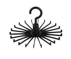 H HILABEE Cintre Porte-Cravates à 22 Crochets Support à Cravate Rotatif à 360 Degrés - Noir
