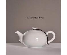 gousheng Théière Usage Domestique Théière en Céramique Classique Chinois Style Théière Blanc Porcelaine Théière Kung Fu Thé 250 ML Maison Cuisine Théière