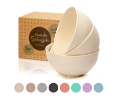 bambuswald© 6x Bol | Ø16 x H7 cm - Saladier - Bol Bambou | Écologique - Lavable au Lave-vaisselle - Ultra Léger - Incassable | Bol petit Dejeuner - Muesli - Camping - Barbecue | Beige