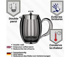 VeoHome - Cafetière à Piston - Incassable et garde le café chaud longtemps grâce à sa double coque inox (Moyen (0.75Litre))
