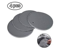 flintronic Dessous de Plat Silicone, 4PCS Anti-dérapant Anti-Chaleur 250 °C Multifonction Repose-cuillère Dessous de Verre de Cuisine Tapis de Table pour Cuisine et Salle à Manger (Gris)