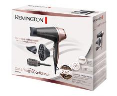 Remington D5706 Coffret Coiffure, Sèche-Cheveux Ionique 2200W Curl&Straight Confidence, Brosse 45mm, Grille Céramique, Léger, Silencieux
