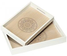com-four® 2X Plateau de Service en Bois - Plateau de Service Vintage avec Un Beau Motif de Mandala en différentes Tailles - Plateau en Bois Shabby Chic avec poignées (02 pièces - Mandala)