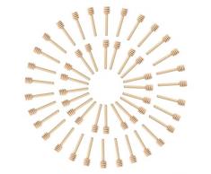 Cizen Cuillère à Miel en Bois, 50pcs Bâton à Miel, Mini Cuillere Bois Miel pour Dessert Thé Lait Café (8 * 1,9cm)