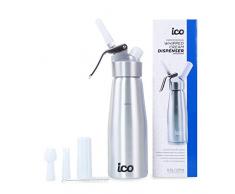 ICO Siphon à Chantilly Professionnel 500ml en Aluminium pour Mousses et Crèmes (Chaud et Froid)