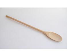 Cuillère en bois – 35,40,45,50 cm – Plaque de cuisson/Cuisson/cuillère à mélanger à ustensiles, Bois dense, 40 cm