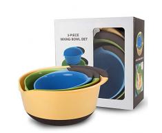 Ensemble de bol à mélanger 3 pièces pour bac à salade de cuisine, jaune/vert/bleu, grande capacité, 2,8 litres