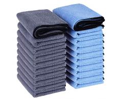 Wemk Lot de 20 Chiffons Microfibre, Ultra Absorbant Serviettes en Microfibre, Séchage Rapide, Polissage de voiture, Cuisine et Usage Domestique, 28 x 38 cm
