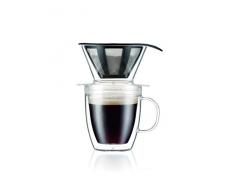 Bodum K11872-10TR POUR Over Set filtre à café individuel et mug isotherme en plastique double paroi, 0.35 liters
