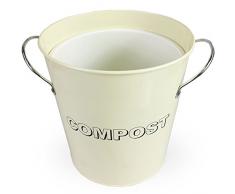 Poubelle à compost style vintage en métal crème par Simpa® - Poubelle pour déchets alimentaires avec composteur amovible