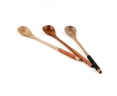 4 pièces en bois naturel café Cuillère à long manche en bois cuillère à mélange (cuillères)