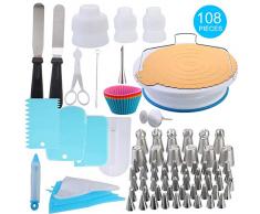 Hphore 108pcs Plateau à Gâteaux Kit de Pâtisserie Plateau Tournant de Gâteau âteaux Tournant pour Cuisine Décoration de Gâteaux