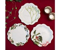 Talking Tables Botanical Christmas Assiettes en Carton pour NoÃ«l et Repas Festif, FestivitÃ©s, Multicolore (Paquet de 12 contenant 3 modÃ¨les)