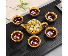 Générique Service à thé en Porcelaine Chinoise 6 Personnes théière et Tasses (Jaune)