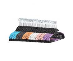 AmazonBasics Lot de 60 cintres peu encombrants en plastique antidérapant avec 10 pinces 6 coloris