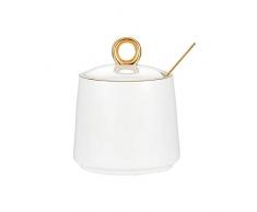 HCHLQLZ Blanc Porcelaine Bol à Sucre, Sucrier avec Cuillère et Couvercle Récipients Dépicespour Boîte Assaisonnement la Maison et de Cuisine