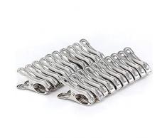 Xinlie Pinces à Linge en Acier Inoxydable Plage Agrafes Coupe-Vent Pinces à Linge Pinces à Linge Clips de Pince à Linge Coupe-Vent pour la lessive Quotidienne,Serviette de Plage(20 PCS)