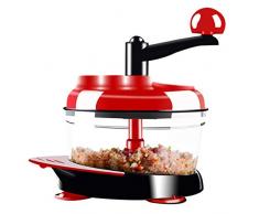 LinZX Multifonctionnel mélangeur Robot culinaire Manuel de Cuisine Egg Blender Hachoir Hachoir à légumes Shredder Cutter en Acier Inoxydable,Red
