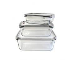 Cuisy – Plat en Verre Ultra-Résistant à la chaleur Spécial Four avec Couvercle Hermétique- - Idéal pour cuire, réchauffer, congeler et conserver les aliments (Set de 6 pièces)