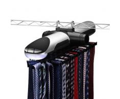 LHY SAVE Porte-Cravates Électrique Cravate Cintre Rack,avec Éclairage,Tourner Automatique Cravates Butler,Noir/Argent