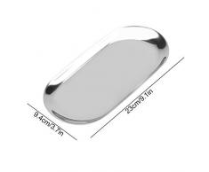 FTVOGUE Plateau de Rangement en Acier Inoxydable de Style Nordique cosmétique Bijoux Plaque de gâteau aux Fruits pour Bureau Bureaux(S-Argent)