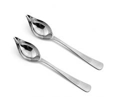 AOOSY Cuillère à Sauce en Acier Inoxydable avec Bec verseur, cuillère à Dessert, cuillères à Servir, cuillère à décoration, cuillère à Huile, Soucoupe pour Dessin de précision (Lot de 2)
