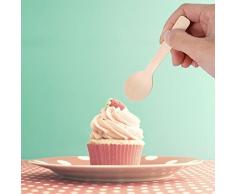 Cuillères en Bois à Crème, 100 Pièces 3.9 Pouces Cuillères en bois Jetables pour Cuillère à Thé, Crème Glacée- 100% Ustensiles en Bois Baturel