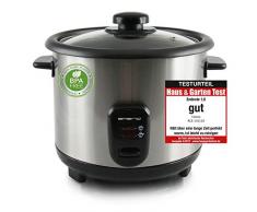 Emerio Cuiseur Ã riz avec fonction maintien au chaud, revÃªtement antiadhÃ©sif, couvercle en verre, cuillÃ¨re Ã riz et verre doseur 1,5 l Noir, acier inoxydable.