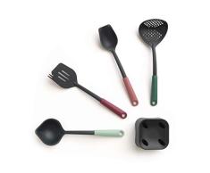 Brabantia -123184- Kit dustensiles de cuisine, avec louche Ã soupe, cuillÃ¨re, Ã©cumoire et spatule - Assortiment de coloris