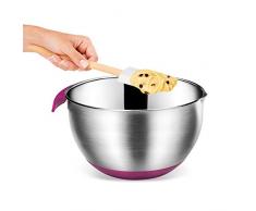 Metaltex 23514610080 Bol à Mixer 2,8L antidérapant, INOX, Argent et Rose, 20 x 20 x 11,5 cm