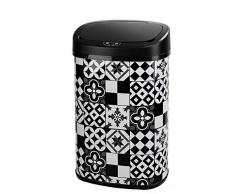 Poubelle de cuisine automatique 58L MAJESTIC Carreau de ciment Noir en acier INOX avec cerclage
