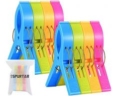 Spurtar Lot de 8 pcs Grandes Pinces à Linge Clip de Brise-Vent, Pince de Nettoyage en Plastique pour Serviettes Quilt Vêtement Couettes Draps Tapis