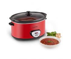 Klarstein Bankett - mijoteuse, Slow cooker, capacité 6,5 Litres, 320 watts, Timer, panneau de commande digital, cocotte en céramique, couvercle en verre, maintient la chaleur, rouge