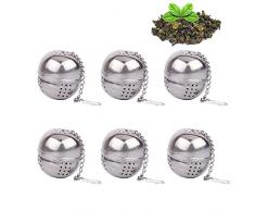 TOPTOTN Acier Inoxydable Passoire à thé, Boule, Petite Boule à thé, Filtre à thé, Filtre à épices en Vrac Passoire – Chaîne Style (Lot de 6) (argenté)