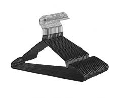 SONGMICS cintres en métal Lot de 20, Fin antidérapant Ø 4 mm Gain de Place Revêtement en PVC, Crochet rotatif, Antiglisse, Longueur 42.5 cm, Noir CRI33B-20