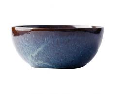 Tangrong Bol, Irrégulier européenne Faïence Knurled Saladier, Creative Retro Grande soupe de nouilles bol compotier, ronde Deep Dish Simple Mode personnalisé Dessert Bowl, Bleu, 8,9 * 3.9in