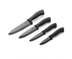 SILBERTHAL Set De 4 Couteaux De Cuisine en Céramique Noir - Ensemble De Couteaux Professionnels 4 Pièces avec Poignées Ergonomiques ABS - Viandes/Poissons/Légumes/Fruits/Épices