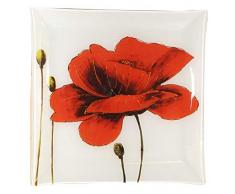 Générique Lot de 6 Assiettes Coquelicot - Taille 25cm - carré - Verre …