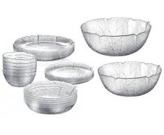 Aspen Ensemble de saladiers / d’assiettes en verre de différentes tailles, Verre, 6 x Dessertteller flach 19cm
