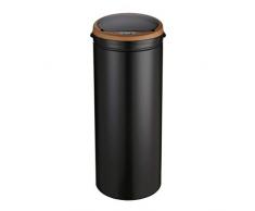 Poubelle automatique avec capteur 50 l - En acier inoxydable - grain bois noir