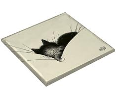 Editions Clouet 44007 Dubout Gros Dodo Dessous de Plat en Verre, Blanc, 20x20x1 cm